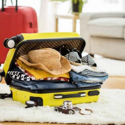 Preparation travel suitcase at home